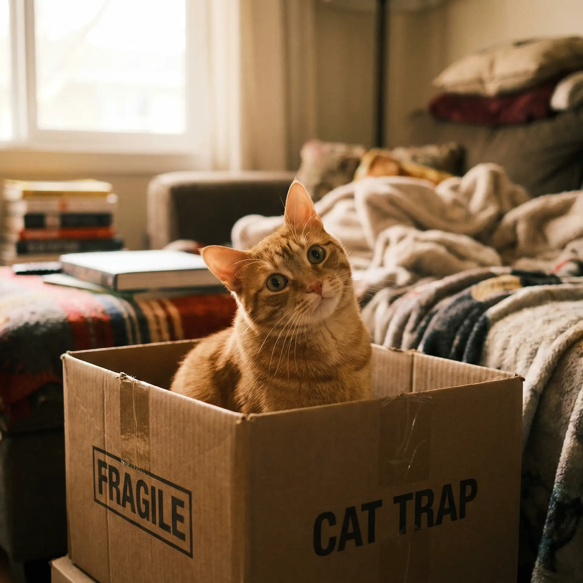 橘猫躲在纸箱里 - 自己动手做的英文缩写